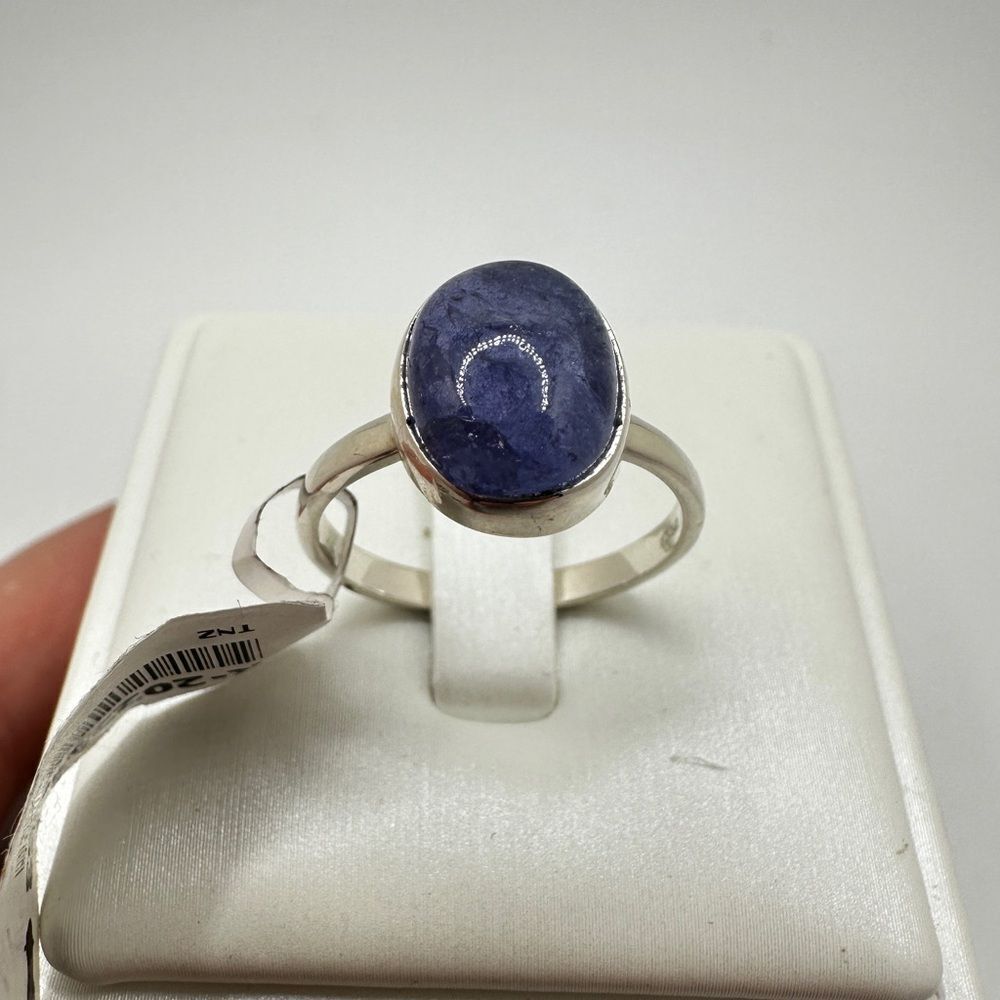 NWT 9x11mm oval cut tanzanite cabochon solitaire ring in‎ sterling silver!